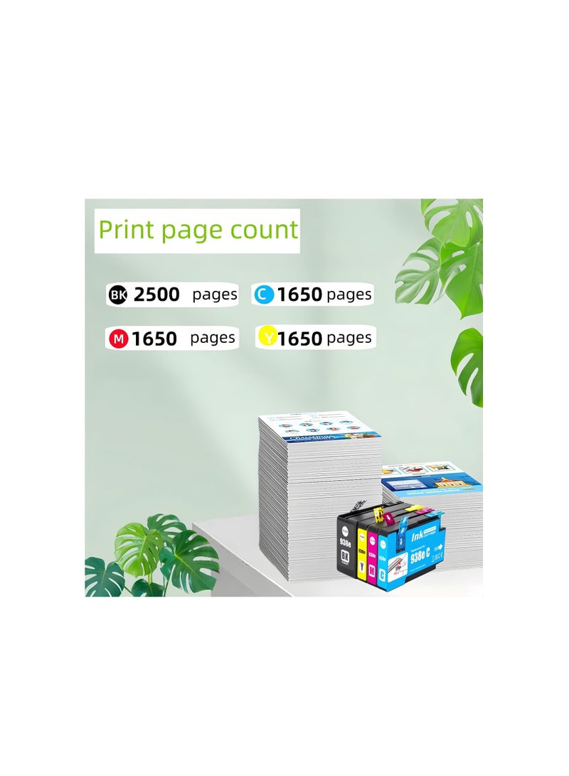 Terabyte 938XL,938E Compatible Ink Cartridge Set for HP Officejet Pro 9110 9120 9130 9720 9730 Printers, XL Multicolor 4-Pack, 1200 Page Yield, 30ml Each - Image 5